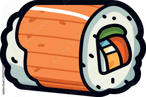 Vector illustration of a beautiful and delicious hoso maki sushi roll