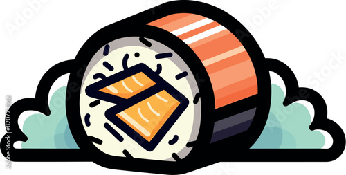 Vector illustration of a beautiful and delicious hoso maki sushi roll