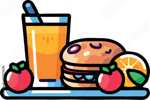 Vector illustration of healthy and nutritious breakfast plate