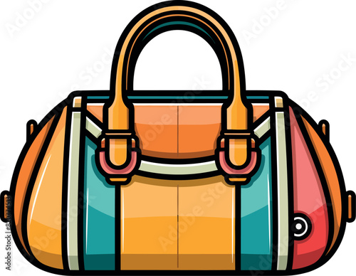 Vector illustration of a stylish and modern athletic bag with bold outline and bright colors