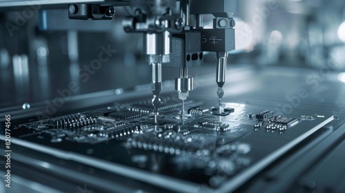 Intricate electronic components being assembled by a 3D machine
