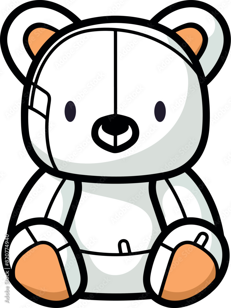 Vector illustration of a cute and beautiful teddy bear, toys for child, bold outline Vector illustration of a cute and beautiful teddy bear, toys for child, bold outline