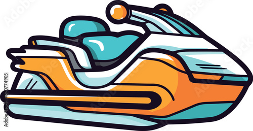 Vector of a white and orange jetski