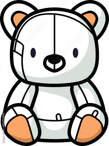 Vector illustration of a cute and beautiful teddy bear, toys for child, bold outline