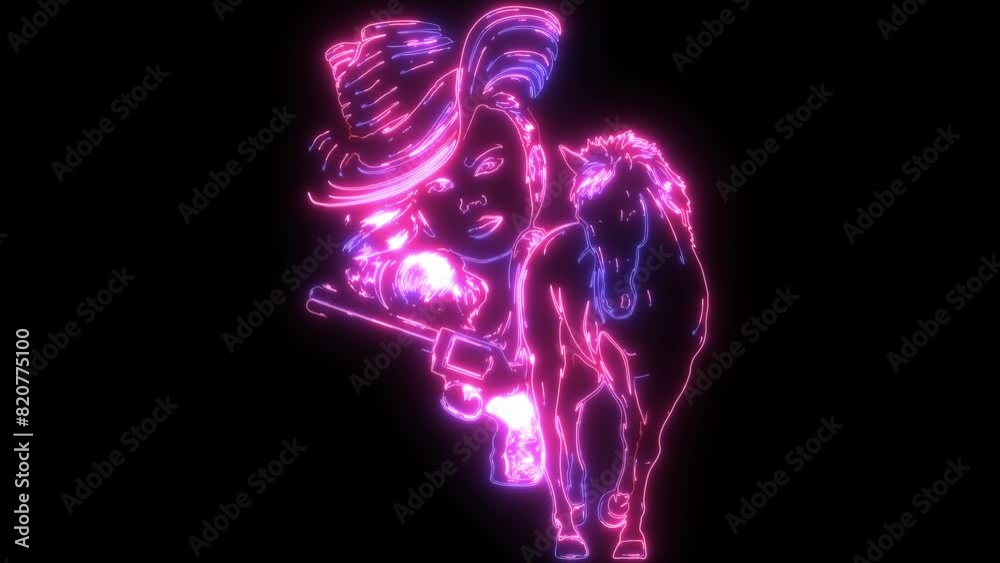 neon animation of animal horse neon animation of animal horse
