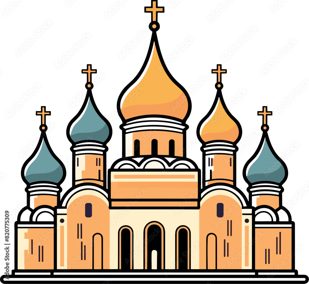 Vector illustration of the kremlin, bold outline, dark and bright colors, simple logo design Vector illustration of the kremlin, bold outline, dark and bright colors, simple logo design