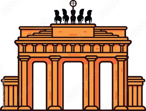 Brandenburg Gate logo isolated on a white backdrop.