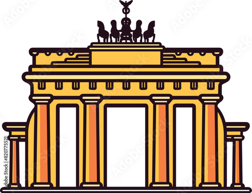 Brandenburg Gate logo isolated on a white backdrop.