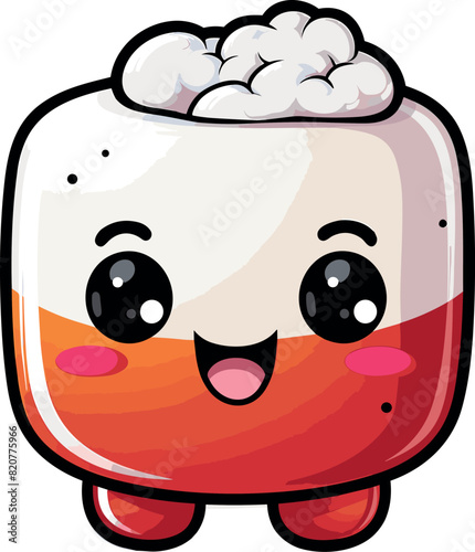 Vector illustration of happy marshmallow candy with a cheerful facial expression
