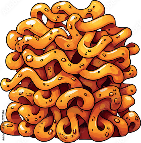 Vector of a mouth-watering assortment of golden-brown fried food