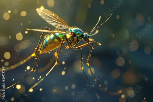 Close up of a mosquito on a blurry background. Suitable for educational materials