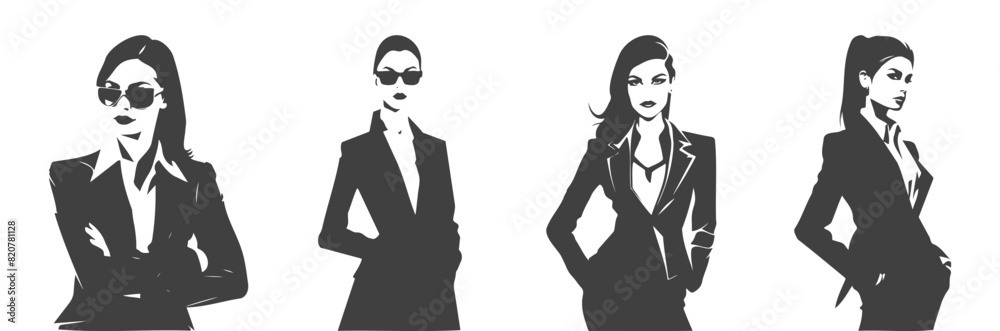 set of business woman style character silhouettes, generative ai set of business woman style character silhouettes, generative ai