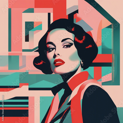 Vibrant and Playful Retro Illustrations A Fusion of Pastel Tones and Bold Geometry