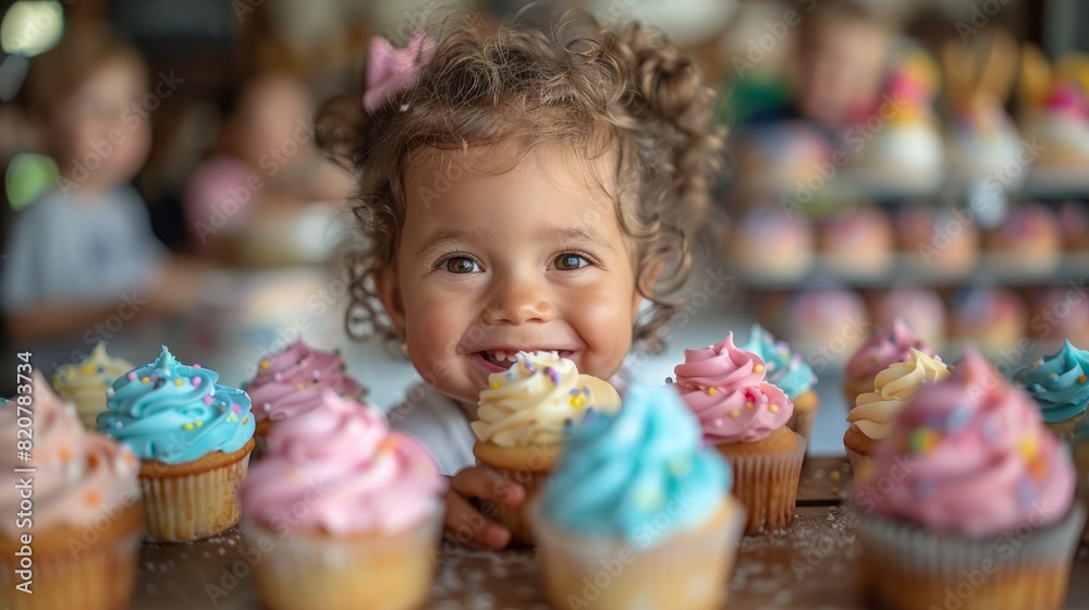 Children are having a party, enjoying with cupcakes and great fun. Children are having a party, enjoying with cupcakes and great fun.