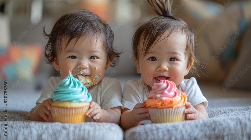Children are having a party, enjoying with cupcakes and great fun. Children are having a party, enjoying with cupcakes and great fun.
