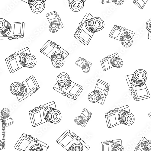 Seamless repeating monochrome pattern of photographing. Perfect for web sites, apps, shops, backgrounds, wallpapers