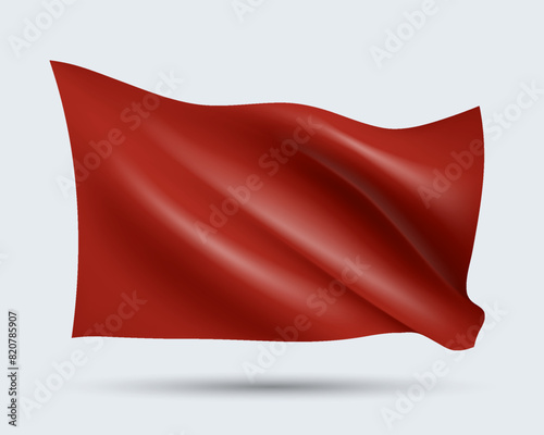 Vector illustration of 3D-looking red color flag template isolated on light background. Created using gradient meshes, EPS 10 vector