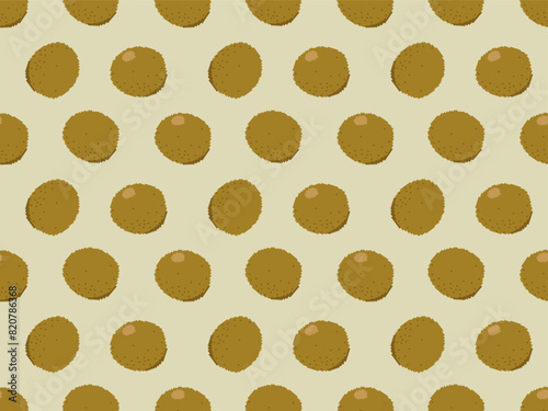 Seamless pattern made of pixelated falafel balls (spheres). Ochre background (backdrop). Food. Product. Vector illustration. Traditional dish.