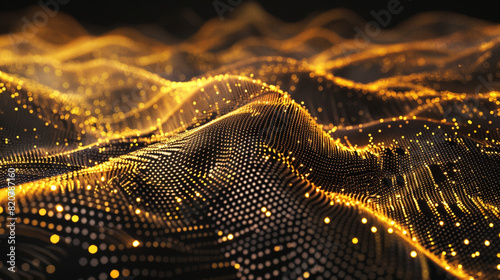 Create an AI-generated abstract composition of pulsating dots and dynamic lines  symbolizing the complexity and fluidity of digital data networks.