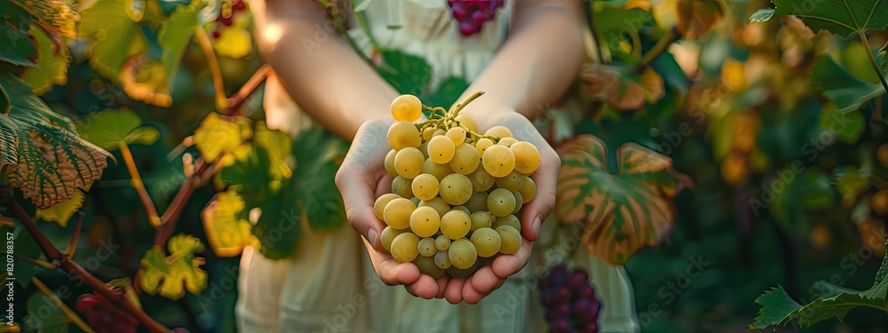 Harvest in the hands of a woman in the garden. Selective focus. Harvest in the hands of a woman in the garden. Selective focus.