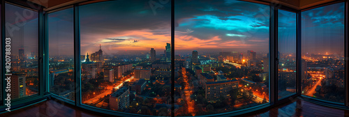 Almaty City from Panoramic High-Rise, Nightscape