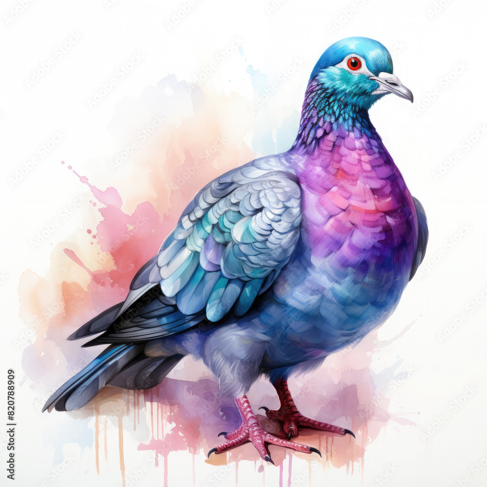 Fototapeta premium watercolor pigeon clipart, Generative Ai