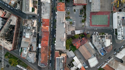 Brid eye view over Neve tzedek roof houses in Tel Aviv, Israel photo