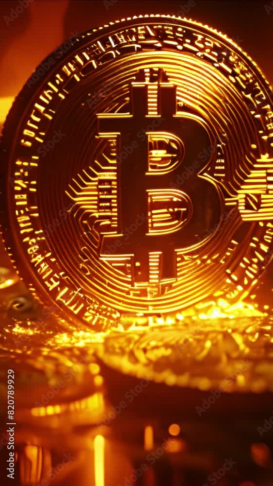 Bitcoin and cryptocurrency investing concept with graph. Bitcoin cryptocurrency coins. Trading on the cryptocurrency exchange. Trends in bitcoin exchange rates. Rise and fall chart of bitcoin. Digital