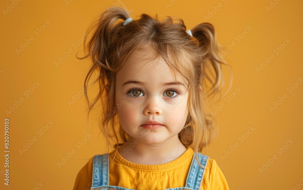 A Caucasian toddler with blue eyes wearing overalls A Caucasian toddler with blue eyes wearing overalls