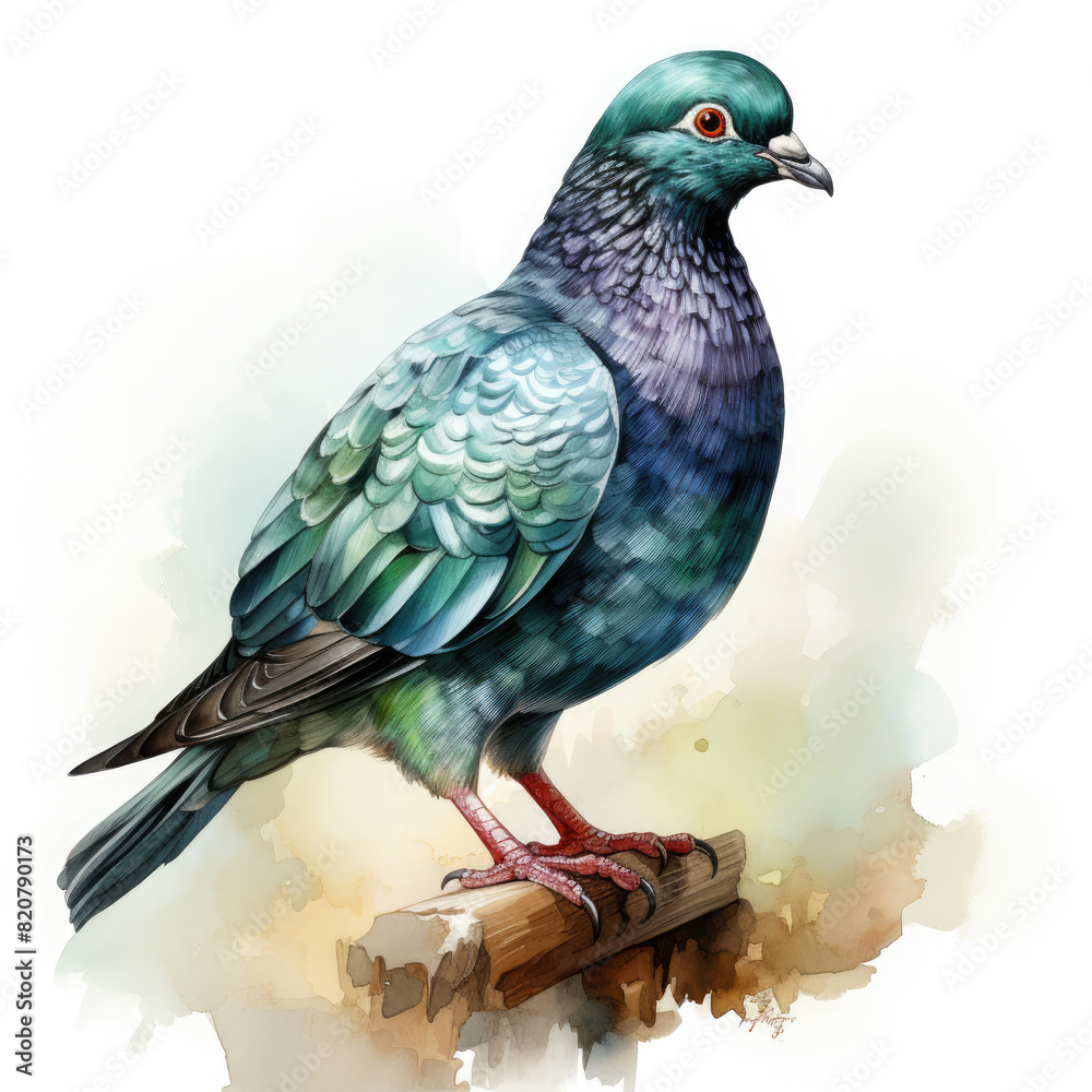 Fototapeta premium watercolor pigeon clipart, Generative Ai