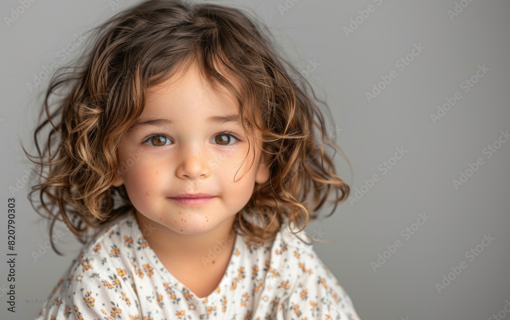 A toddler with curly hair wearing pajamas A toddler with curly hair wearing pajamas