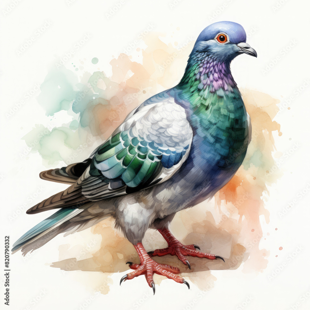 Obraz premium watercolor pigeon clipart, Generative Ai