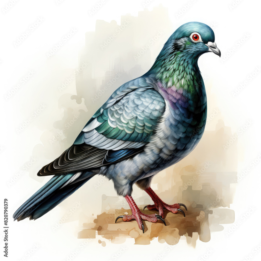 Fototapeta premium watercolor pigeon clipart, Generative Ai