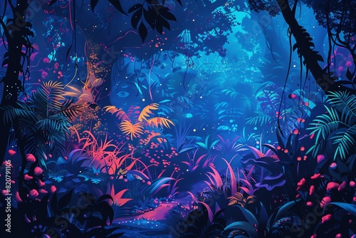 Jungle Night Lights background © DudeDesignStudio