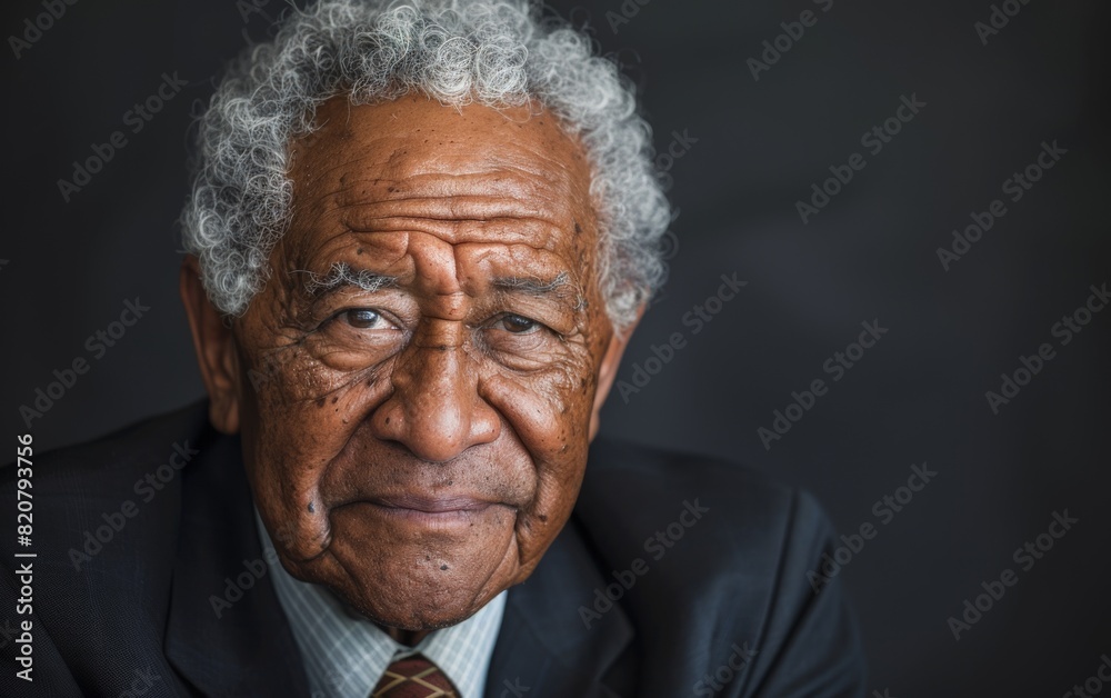 An elderly Micronesian man dressed in a suit and tie, standing confidently An elderly Micronesian man dressed in a suit and tie, standing confidently