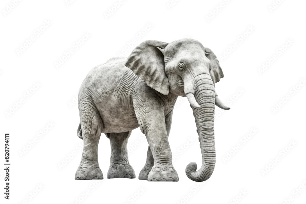 Fototapeta premium Majestic Elephant Balancing on a Blank Canvas on a White or Clear Surface PNG Transparent Background.