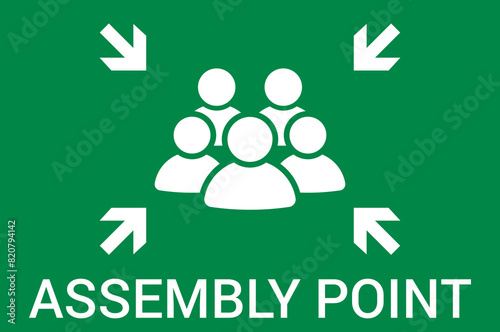 Emergency evacuation assembly point sign. Assembly point icon. Safety Signs. Evacuation Plan. Vector illustration