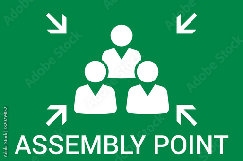 Emergency evacuation assembly point sign. Assembly point icon. Safety Signs. Evacuation Plan. Vector illustration