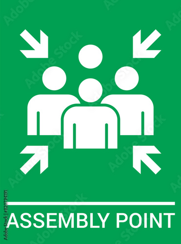 Emergency evacuation assembly point sign. Assembly point icon. Safety Signs. Evacuation Plan. Vector illustration
