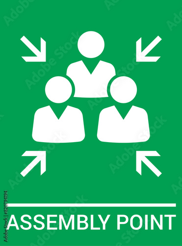 Emergency evacuation assembly point sign. Assembly point icon. Safety Signs. Evacuation Plan. Vector illustration