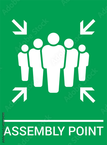 Emergency evacuation assembly point sign. Assembly point icon. Safety Signs. Evacuation Plan. Vector illustration