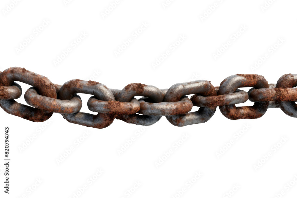 Fototapeta premium The Dance of Steel: A Metal Chains Elegant Display on a White or Clear Surface PNG Transparent Background.