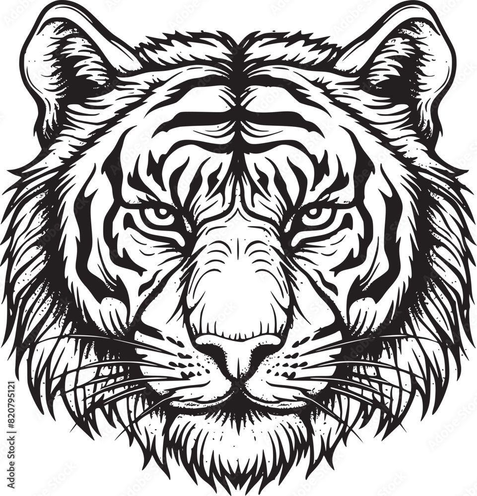 Obraz premium Tiger head silhouette. monochrome vector