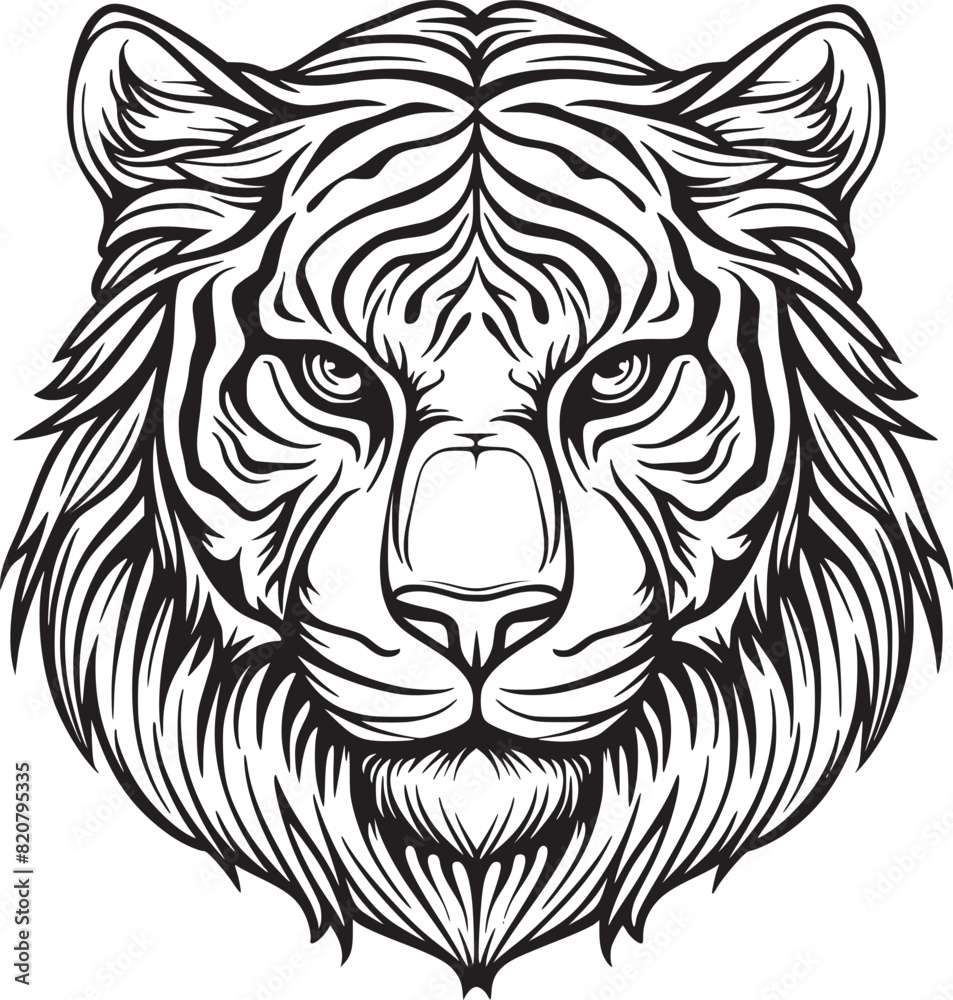 Tiger head silhouette. monochrome vector