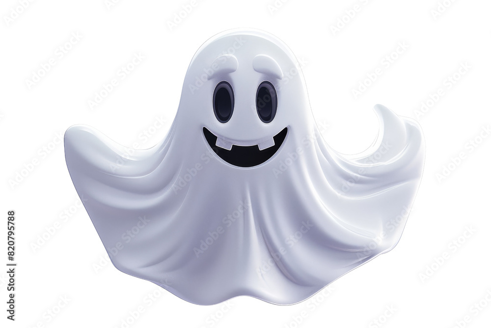Happy cartoon ghost with a big smile, perfect for Halloween decorations, spooky themes, or cute ghost-themed designs.