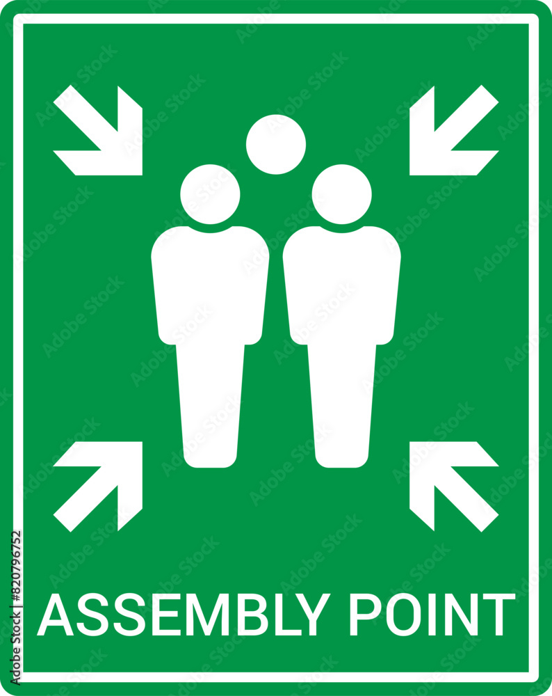 Emergency evacuation assembly point sign. Assembly point icon. Safety Signs. Evacuation Plan. Vector illustration Emergency evacuation assembly point sign. Assembly point icon. Safety Signs. Evacuation Plan. Vector illustration
