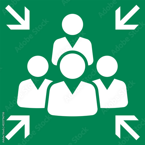 Emergency evacuation assembly point sign. Assembly point icon. Safety Signs. Evacuation Plan. Vector illustration