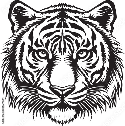 Tiger head silhouette. monochrome vector