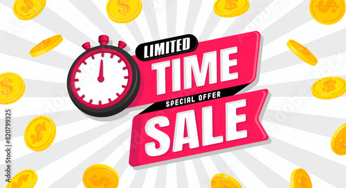 Limited time sale vector banner illustration