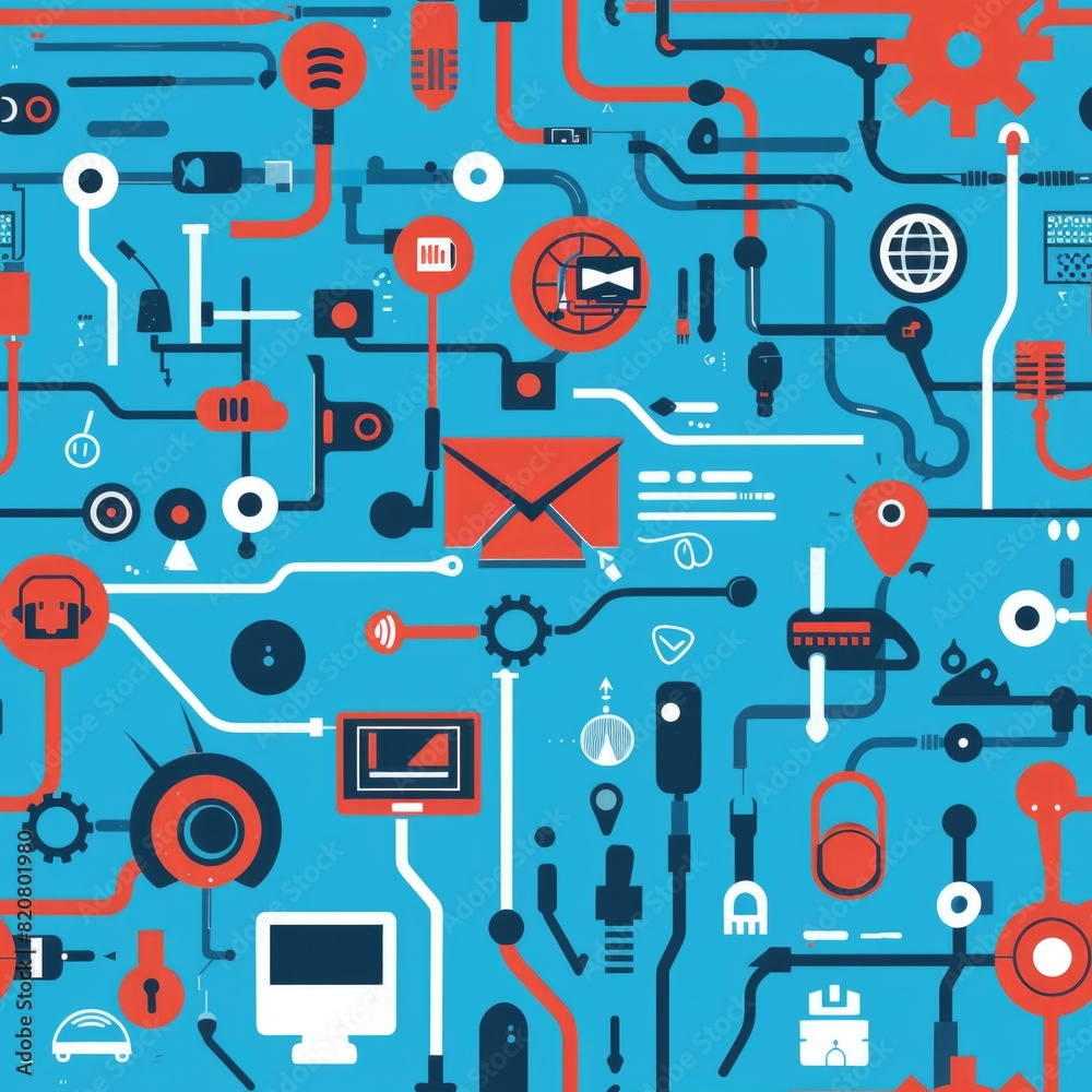 Collection of different electronic gadgets on a blue backdrop. Ideal for technology concepts Collection of different electronic gadgets on a blue backdrop. Ideal for technology concepts
